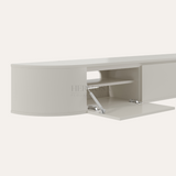 Ronde japandi zwevend tv-meubel matte beige