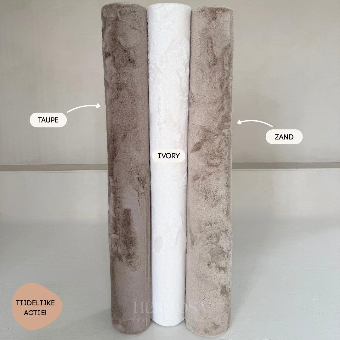 Fluffy vloerkleed ivory - zand - taupe