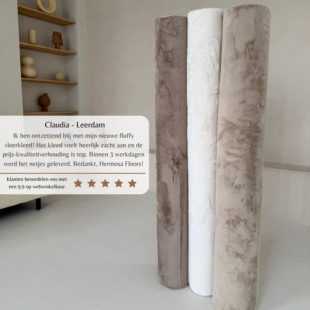 Fluffy vloerkleed ivory - zand - taupe